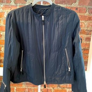 Esther Chen black silk bomber jacket